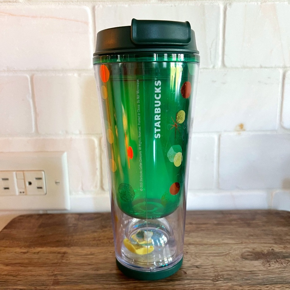 Starbucks Holiday 2015 Green Snow Dome Tumbler